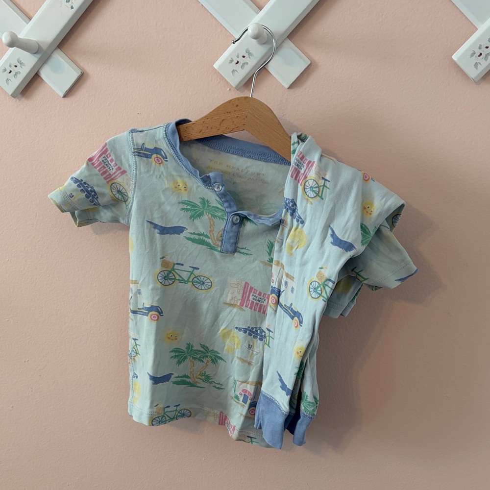 TBBC Pajama Set Light Blue Beach theme Size 3T